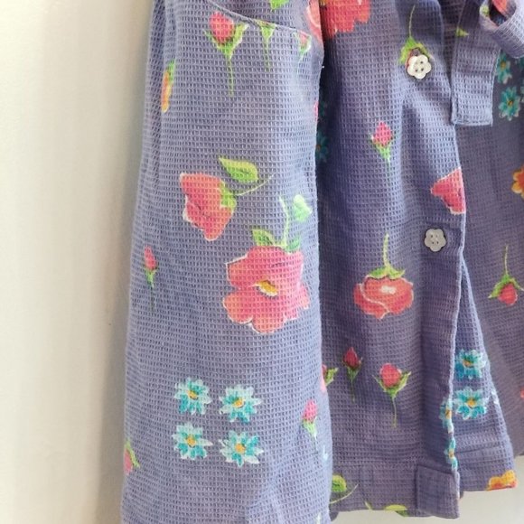 Vintage OshKosh Girls 4T Purple Floral Cotton India Buttons Ties Textured - Picture 3 of 6